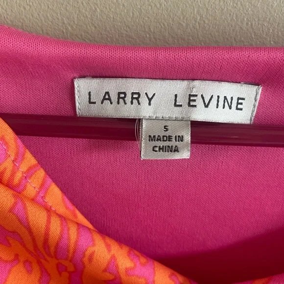 Larry Levine Dress Women's S Pink Orange Cocktail Stretch Ruched Chittah Pattern - Picture 3 of 9